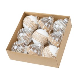 IROKOHA Christmas Tree Christmas Ball Ornament Set 8cm Balls 9pcs Set Nordic Nordic Gold White (White 1)