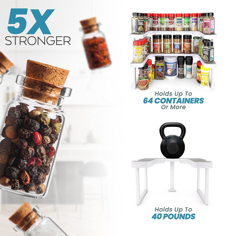Spicy Shelf Deluxe - Expandable 2 Tiered Spice Rack Organizer