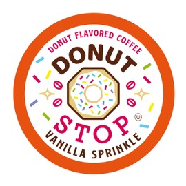 Donut Stop Vanilla Sprinkle Flavored Coffee Pods, 40 Count, Compatible with 2.0 K-Cup Brewers, Medium Roast, Kosher Certified