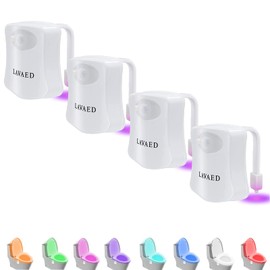 ALEDECO 4 Pack Motion Activated Toilet Night Light, 8 Colors Changing LED Toilet Bowl Lights, Sensor Bathroom Seat Nightlight