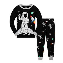 Little Boys Pajamas for Toddler Clothes Set Astronaut Sleepwear Long Sleeve 100% Cotton 2 Piece Kids Pjs Size 5T
