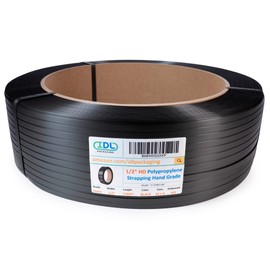 IDL Packaging 1/2" x 7200' Hand Grade Polypropylene (PP) Strapping Roll of 16" x 6" Core Size, 600 lbs Break Strength - Elastic and Flexible Packing Straps (Pack of 1)