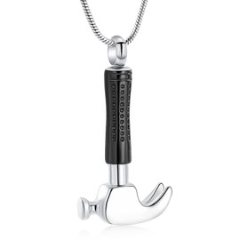 mingkejw Hammer Urn Necklace for Ashes Cremation Jewelry for Women Men Stainless Steel Memorial Necklaces Ash Holder for Human Pets Keepsake Jewelry for Loved Ones with Fill Tool