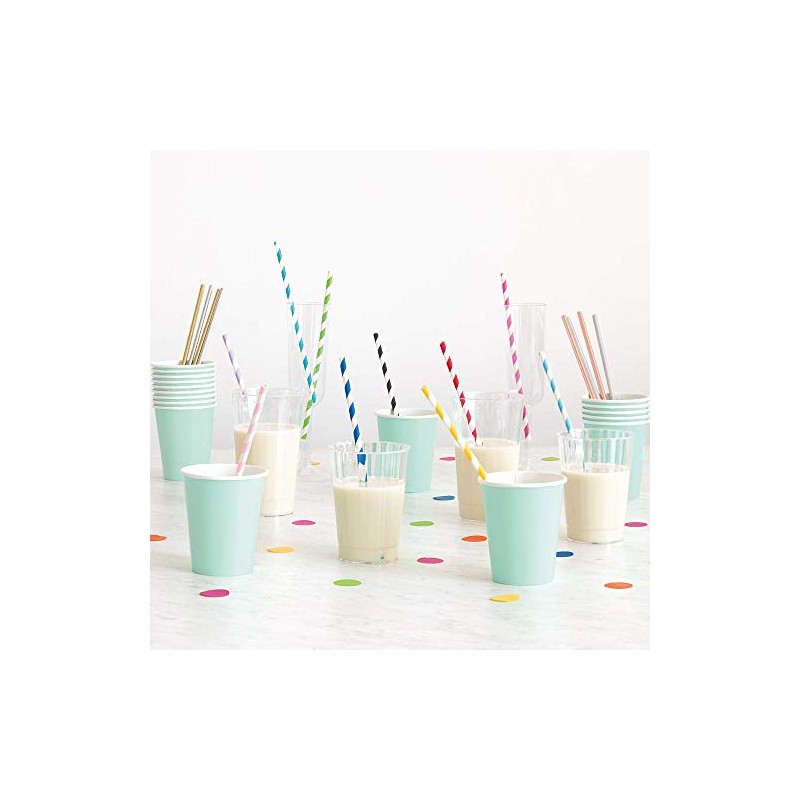 Neon Yellow Striped Paper Straws - 40 Count - Unique