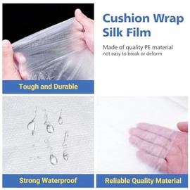 Lrtzizy 2 Rolls Cushion Wrap Silk Film Waterproof, 79Inch X 22 Yards Upholstery Cushion Wrap for Furniture Home Office,(2 Rolls) Easy to Use