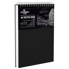 STATIONERY ISLAND Skizzenbuch A5 200 g/m² Zeichenblock 100 Seiten (50 Blatt) Spiralgebundenes Skizzenblock Zeichenpapier Zeichnungen, Skizzen für Künstler und Profis