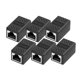 Menewstart Ethernet Coupler 6 Pack, Black, in-Line R45 Coupler Female to Female, Premium Gold Plated Ethernet Extender, for Cat7/ Cat6/ Cat5/ Cat5e Extender Adapter