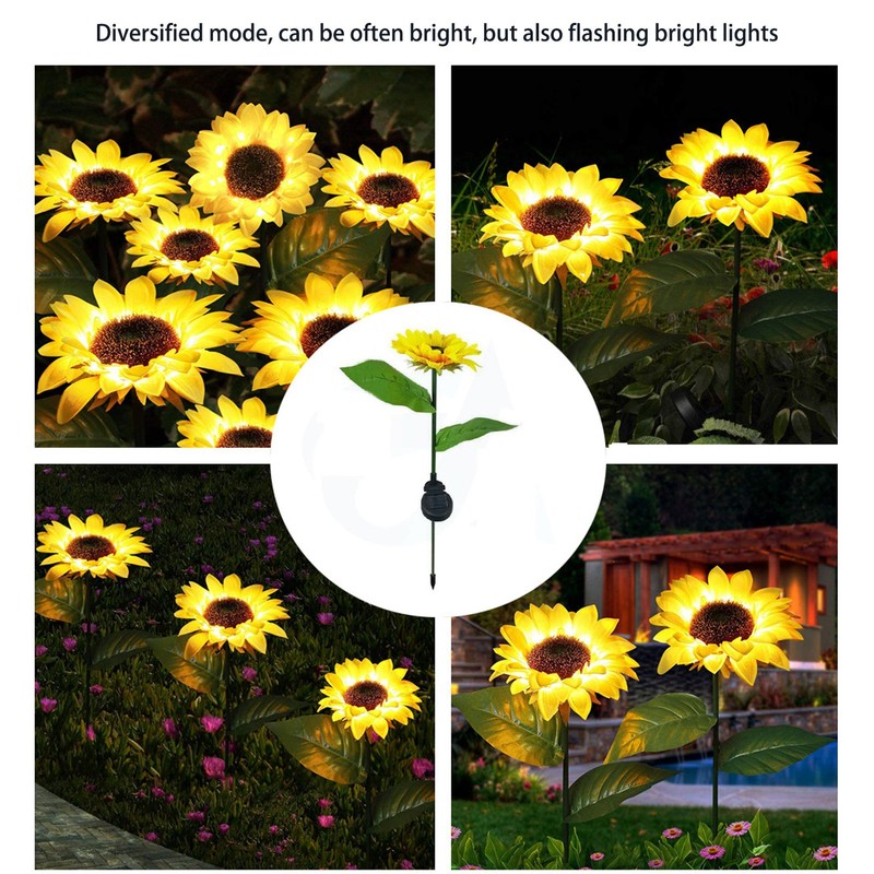 2Pcs Solar Powered LED Lamp Artificial Flower Light Garden Courtyard