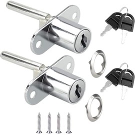 2 Piezas Cerradura de Cajón para Oficina, Muebles y Archivos, Cerradura de Émbolo con Llaves, Seguridad para Escritorios y Gabinetes de Oficina, Material Resistente a la Corrosión (Plata)