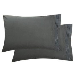 Elegant Comfort Luxury Ultra-Soft 2-Piece Pillowcase Set - 1500 Premium Hotel Quality Microfiber Double Brushed - Wrinkle Resistant, King, Grey