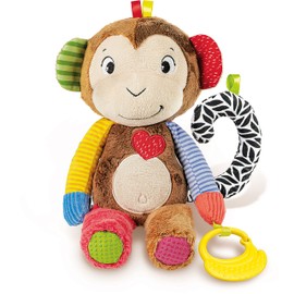 Clementoni - Monkey Sing, Play, Interactive Speaking Learning in Italian, Electronic Game Children 3 Months, Educational Plush Toy, 100% Washable, Multi-Colour, 17673