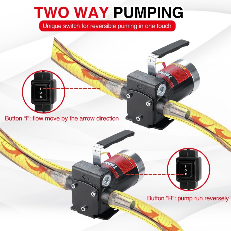 TOPWAY 110V AC Gasoline Fuel Pump 3.7GPM Self-priming Oil Transfer