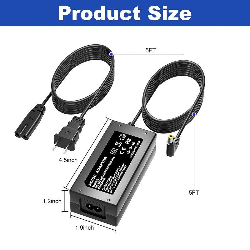 12V Power Cord for Roland PSB-5U/FP-10 Digital Piano Compatible with