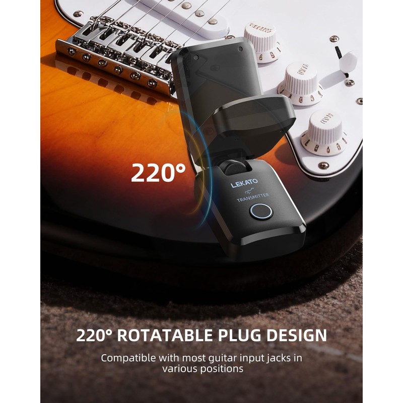 LEKATO 2.4 GHz Wireless Guitar System with Magnetic Charging Case