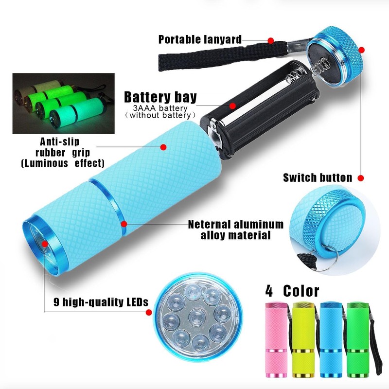 POCKETMAN Mini Flashlights, 9 LED Flashlights and Handheld Flashlight, with