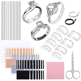 ZALIZR 96Pcs Invisible Ring Sizer Adjuster Set with Measuring Tool, Polishing Cloth, and Scissors - Ring Spacer Guards and Loose Ring Size Reducers for Men and Women's Rings