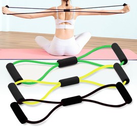 Dingbear 3 Pieces Resistance Bands in Figure 8 Shape, Yoga, Pilates, Squats, Muscle Training, Fitness Expander, Resistance Training Bands for Home and Gym (Yellow + Green + Black)