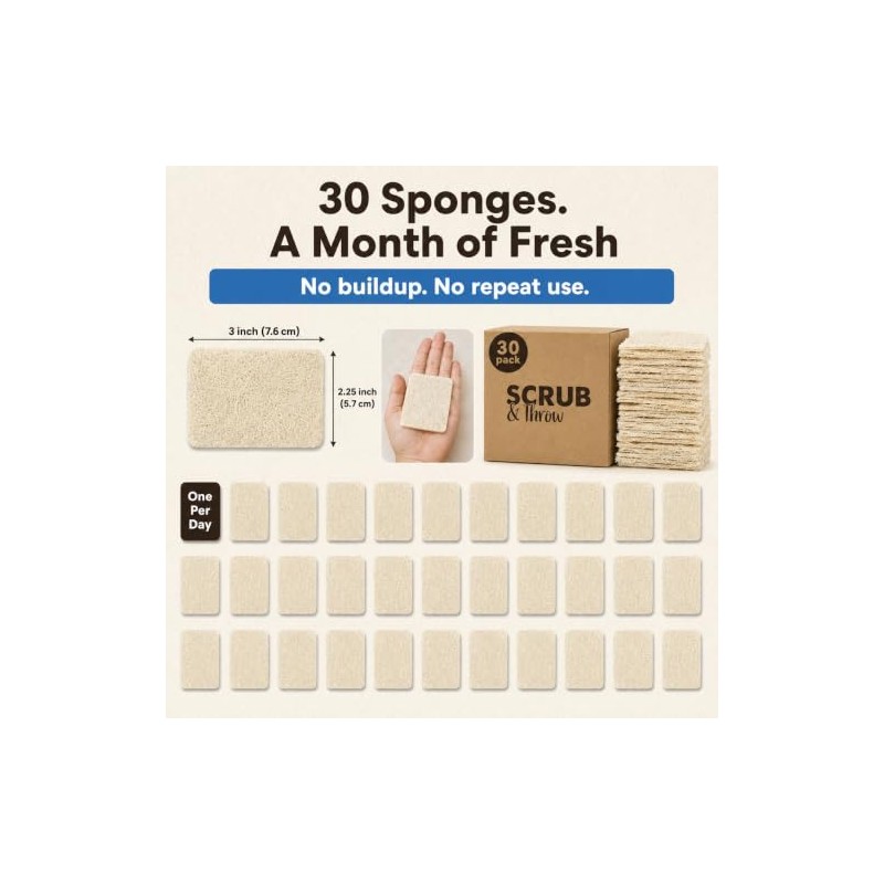Esponjas Exfoliantes Scrub & Throw (Paquete de 30), Ecológicas, Esponjas