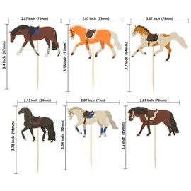 Gyufise Paquete de 36 adornos para cupcakes de caballos de carreras de caballos, decoración de tartas de caballos, decoraciones de fiesta de caballos para fiestas de carreras de caballos, temática ecuestre, cumpleaños, baby shower, suministros de fiesta 