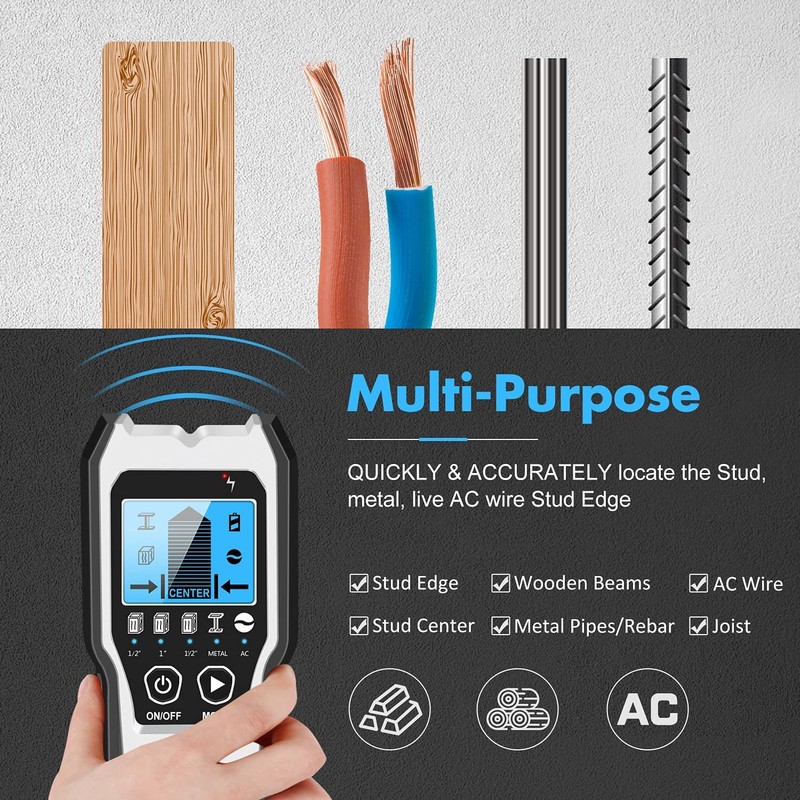 FOLAI TH550 Stud Finder Wall Scanner - 5 in 1