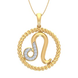 0.07 Carat Diamond Zodiac Sign Leo Pendant Necklace in 18K Yellow Gold over Sterling Silver