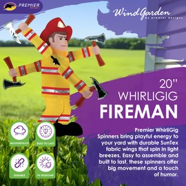 Whirligig Spinner Fireman 20" – Heroic Firefighter-Themed Design, Weather-Resistant Outdoor Decor, Durable & Lightweight for Patios, Yards, and Gardens - Eye-Catching Wind Spinner