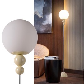 DEC LUCE DECOLUCE LIGHTING Modern Floor Lamps for Living Room, Globe Glass Shade Floor lamp for Bedroom, Standing lamp for Office, Corner(White)
