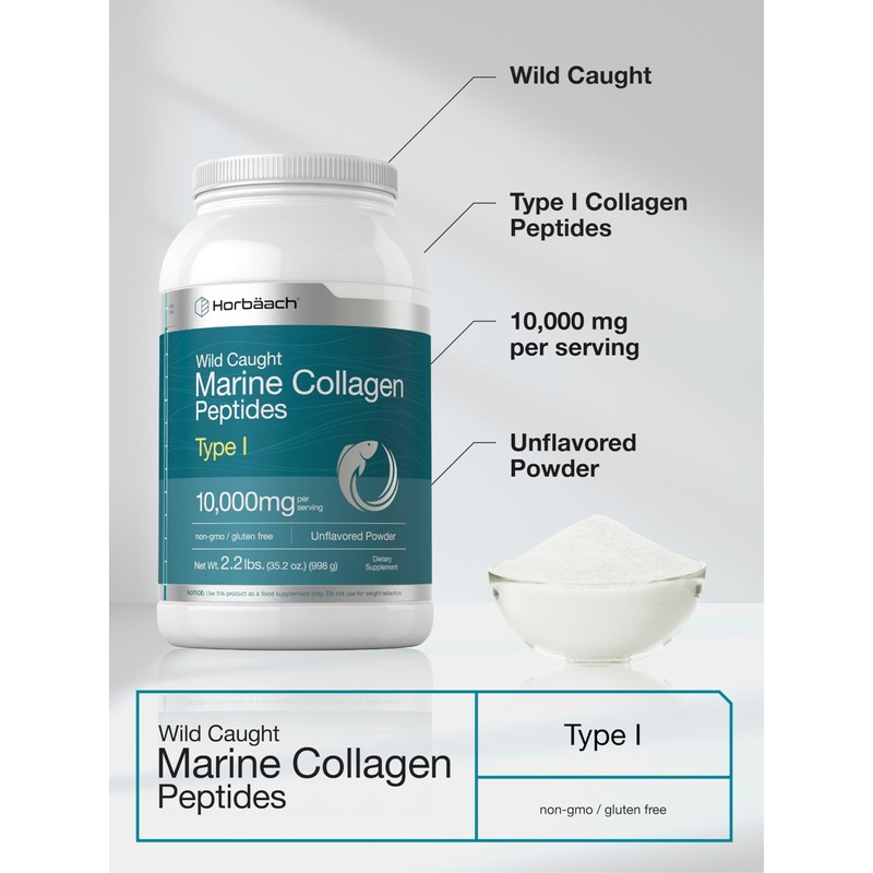 Horbäach Marine Collagen Peptides Powder 2.2 lb | for Skin,