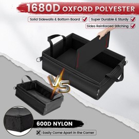 Autofit Under Seat Truck Organizer Storage Box with Removable Divider & 4 Storage Mesh Bag,Collapsible Trunk Organizer for Car, SUV, Truck, or Van(Full Size Trucks)