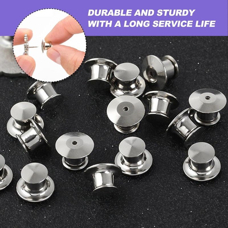 Locking Pin Backs, 30 Pcs Silver Locking Badge Pins Backs