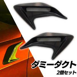 ESNET Universal Dummy Duct, Set of 2, Hood Side, General Purpose Dress Up Air Intake Aeropart, Filter, Plain, Black