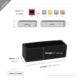 WGV Ceramic Planter Box Bulk 12" x 4" x 4"H Black Long Rectangular Block Terrarium Floral Vase Centerpiece for Wedding Event Home Decor 6 Pieces