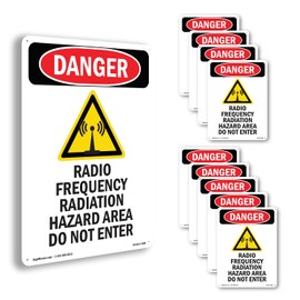 Radio Frequency Radiation OSHA Danger Aluminum Sign 14 Inch x 10 Inch - 10 Pack