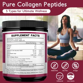 BEAUTIDE Multi Collagen Peptides Powder for Women, Hydrolyzed Collagen Powder with Vitamin C, Hyaluronic Acid, Supports Skin, Hair, and Nail - Unflavored, Keto & Sugar-Free, 35 Servings