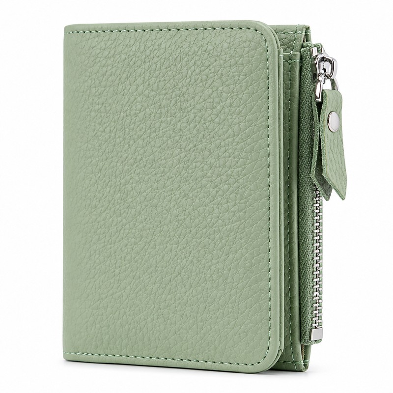 Genuine Leather RFID Wallet – Slim Zipper Coin Purse and