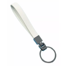 Doliphine wristlet Mini leather key fob keychain with key ring for key remote USB wallet - White