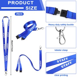 Beautywen 20 Pcs Staff Badge Lanyard Keychain Lanyards Wrist Neck Lanyards Keychain Badge Holder Phone String Holder Lanyard Seasonal Holiday Lanyards Keychain Strap for ID Badges Name Tag Staff