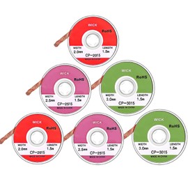 6 Pcs Solder Wick Solder No-Clean Braid Wick Set, 1.5 meter Length Desoldering Braid Wick (2.0 mm, 2.5 mm, 3.0 mm)