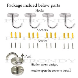FYTRONDY Stainless Steel Screws Mount Ceiling Hooks, Coat Hanger (2 INCH, 4 Pack)