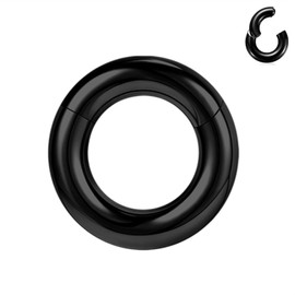 BodyAce Black Hinged Segment Clicker PA Rings, 2G 4G 6G 8G 10G 12G Large Spring Action BCR Rings, Surgical Steel Septum Nose Rings Ear Gauges Earrings Hoops [2G(6mm),Hoops:12mm]
