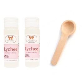 Lychee Flavor Extract by Butterfly - 2 Pack (25 ml each) plus Bonus wooden condiment spoon