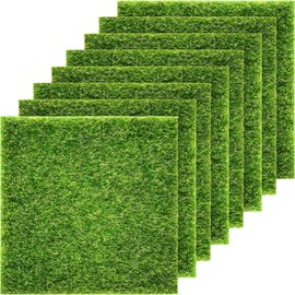 8 Packs Fake Grass for Crafts Diorama Grass Garden Artificial Moss Dollhouse 6 x 6 Inches Miniature Ornament Artificial Turf DIY Fairy Lawn Decoration Diorama Supplies