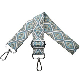 Adjustable Shoulder Strap for Bags, Bag Straps for Changing, Shoulder Strap for Bags, Shoulder Strap 3.8 cm Width with Silver Carabiner Bag Strap for Women's Handbags, Colourful, M, grey / blue