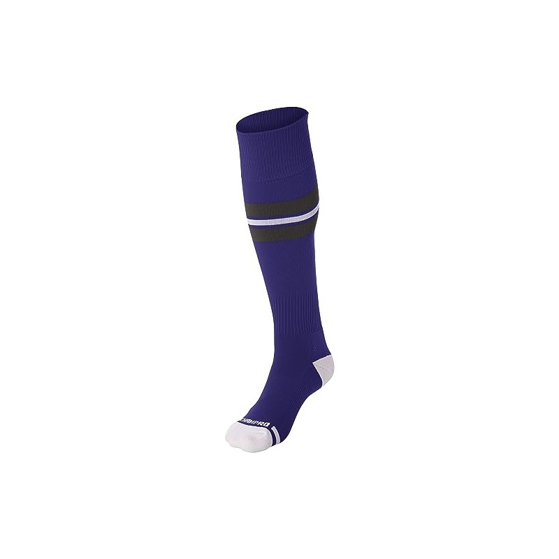 CHAMPRO Striped Baseball Socks, 1 Pair, Medium, Purple, Graphite, White