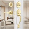Leydebong Gold Front Door Handle and Deadbolt Set, Classic Front