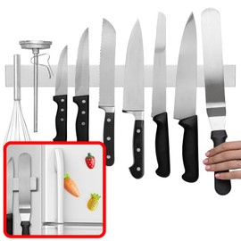Modern Innovations 18 Inch Magnetic Knife Holder for Refrigerator, Magnetic Knife Holders for Fridge or Kitchen Wall No Drilling, Magnet Strips for Knives & Metal Utensils, Tool Rack, Stainless Steel