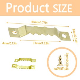 Ruidee 100 PCS Sawtooth Picture Frame Hangers Picture Frames Holder Hooks Double Hole with Screws Wall Hooks for Hanging Art Photo ,Painting ,Home Decoration(Gold/JC)