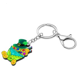 RAIDIN Acrylic St Patrick's Day Cute Animal with Clover Key Chain Gifts for Women Lucky Jewelry for Irish Festival Party, coin c