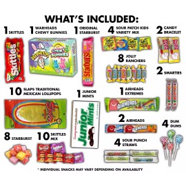 Fun Flavors Box Candy Box Variety Pack Gift, Sweet Treats, Skittles, Sour Patch, Airheads, 60 ct
