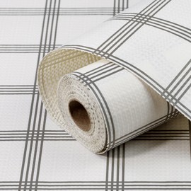 Drawer Shelf Liner Non Adhesive, Slip Resistant Easy to Clean Protect Kitchen Mats Thickened Strong Grip for Cabinet, Pantry, Tool Box, Cupboard, Dresser, Bathroom (White Stripe, 12 in x 10 FT)